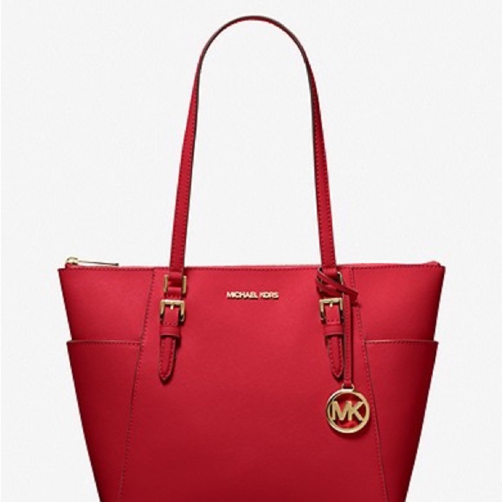 Michael Kors Charlotte Large Saffiano Leather Top-Zip Tote Bag